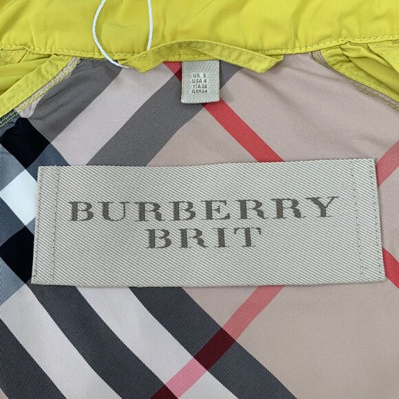 Burberry Yellow Button-Up Womens Trench Coat With Epaulets & Pockets - Picture 8 of 8